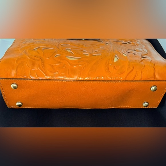 Patricia Nash Rosina Handbag,  Sun Yellow Color, Tooled Leather, EUC - Picture 2 of 11